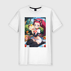 Футболка slim-fit Джесси и Мяут на пикнике, цвет: белый