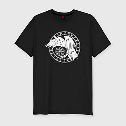 Футболка slim-fit Северный ворон в круге рун, цвет: черный