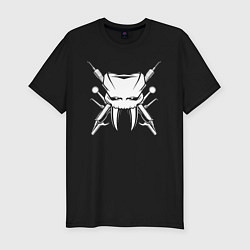 Футболка slim-fit Зуб с клыками киберпанк, цвет: черный