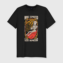 Футболка slim-fit More espresso less depresso, цвет: черный