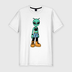Мужская slim-футболка Девочка инопланетянин