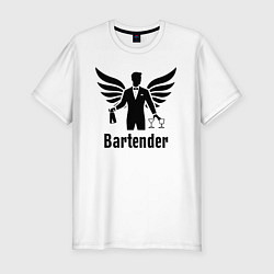 Футболка slim-fit Бармен с крыльями, цвет: белый