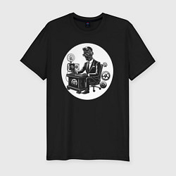 Футболка slim-fit Механический офисный планктон, цвет: черный