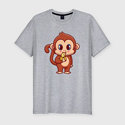 Футболка slim-fit Мартышка ест банан, цвет: меланж