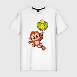 Футболка slim-fit Обезьянка с шариками, цвет: белый