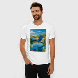 Футболка slim-fit Попугай ловит рыбу, цвет: белый — фото 2