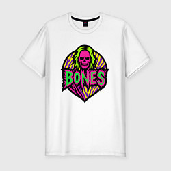 Футболка slim-fit Bones кислотный череп, цвет: белый