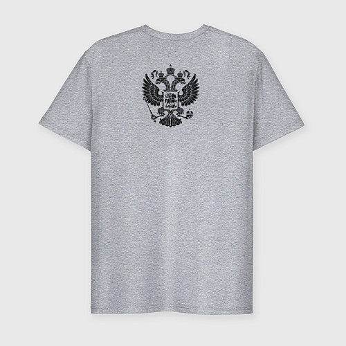 Мужская slim-футболка Бури обратятся к славе России Ушаков черный узор / Меланж – фото 2