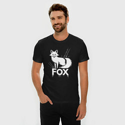 Футболка slim-fit Белый лис с хвостом, цвет: черный — фото 2