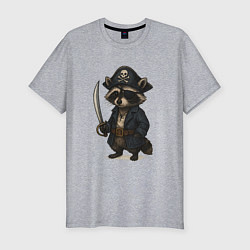 Мужская slim-футболка Енот пират