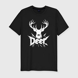 Футболка slim-fit Агрессивный олень с рогами, цвет: черный