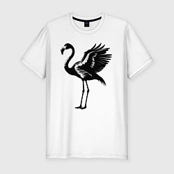 Футболка slim-fit Черный фламинго с крыльями, цвет: белый