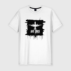 Футболка slim-fit Силуэт воздушных сил в квадрате, цвет: белый