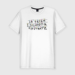 Мужская slim-футболка Очень странные дела гирлянда