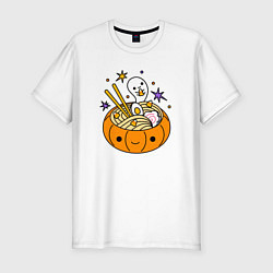Футболка slim-fit Halloween ramen, цвет: белый
