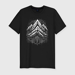 Футболка slim-fit Горы стимпанк, цвет: черный