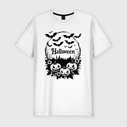Футболка slim-fit Хэллоуинское настроение, цвет: белый