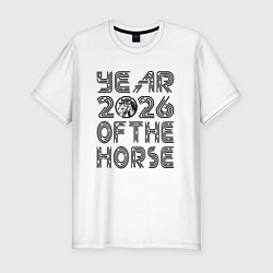 Футболка slim-fit Символ года 2026 красная огненная лошадь, цвет: белый