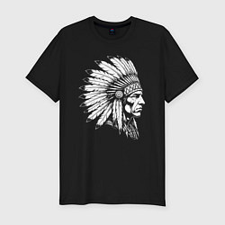 Футболка slim-fit Вождь в перьях, цвет: черный