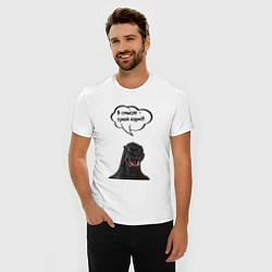 Футболка slim-fit Не люблю сухой корм кот кошка, цвет: белый — фото 2