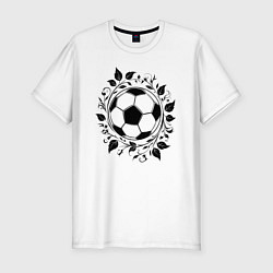 Футболка slim-fit Футбольный мяч в венке, цвет: белый