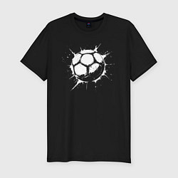 Мужская slim-футболка Футбольный мяч в белой краске