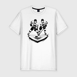 Мужская slim-футболка Хоккейная дуэль