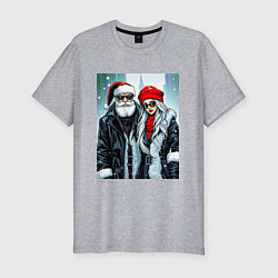 Футболка slim-fit Дед Морознео и Тригурочка: в стиле комиксов, цвет: меланж