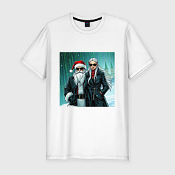 Футболка slim-fit Дед Морознео и Тригурочка: Цифровая Москва, цвет: белый