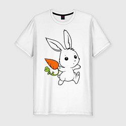 Мужская slim-футболка Зайка с морковкой