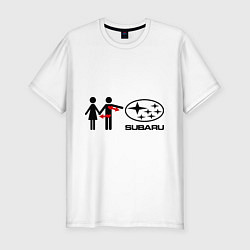Мужская slim-футболка I love subaru