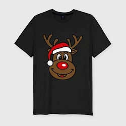 Мужская slim-футболка Рождественский олень