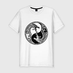 Мужская slim-футболка Два дракона Инь Янь
