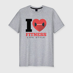 Мужская slim-футболка I love Fitness