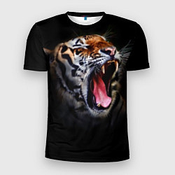 Футболка спортивная мужская Оскал тигра, цвет: 3D-принт