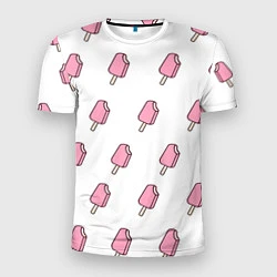 Мужская спорт-футболка Мороженое розовое