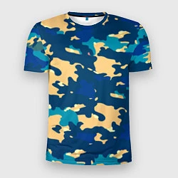 Мужская спорт-футболка Камуфляж: голубой/желтый