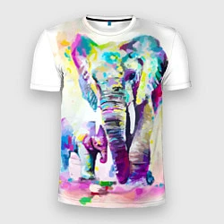 Мужская спорт-футболка Акварельные слоны