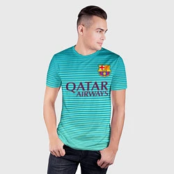 Футболка спортивная мужская Barcelona FC: Aqua, цвет: 3D-принт — фото 2