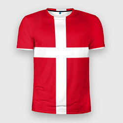 Футболка спортивная мужская Флаг Дании, цвет: 3D-принт