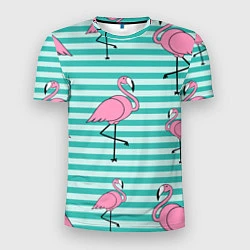 Мужская спорт-футболка Полосатые фламинго