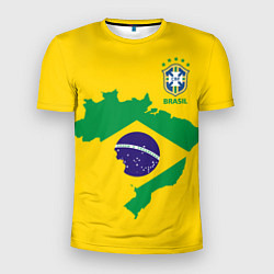 Футболка спортивная мужская Сборная Бразилии: желтая, цвет: 3D-принт