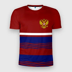 Футболка спортивная мужская Герб РФ: Красный стиль, цвет: 3D-принт