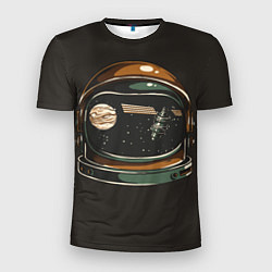 Мужская спорт-футболка Космос в шлеме скафандра - планета и спутник