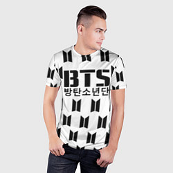 Футболка спортивная мужская BTS: White Pattern, цвет: 3D-принт — фото 2