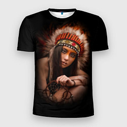 Футболка спортивная мужская Индейская девушка, цвет: 3D-принт