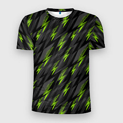 Мужская спорт-футболка Зеленые молнии паттерн