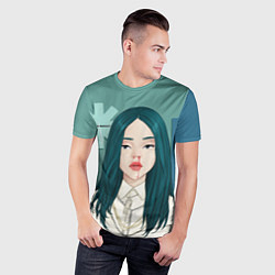 Футболка спортивная мужская Billie Eilish: Turquoise Hair, цвет: 3D-принт — фото 2