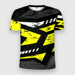 Мужская спорт-футболка Black yellow abstract sport style