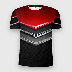 Мужская спорт-футболка Металлические уголки-стрелки серебристые с красной